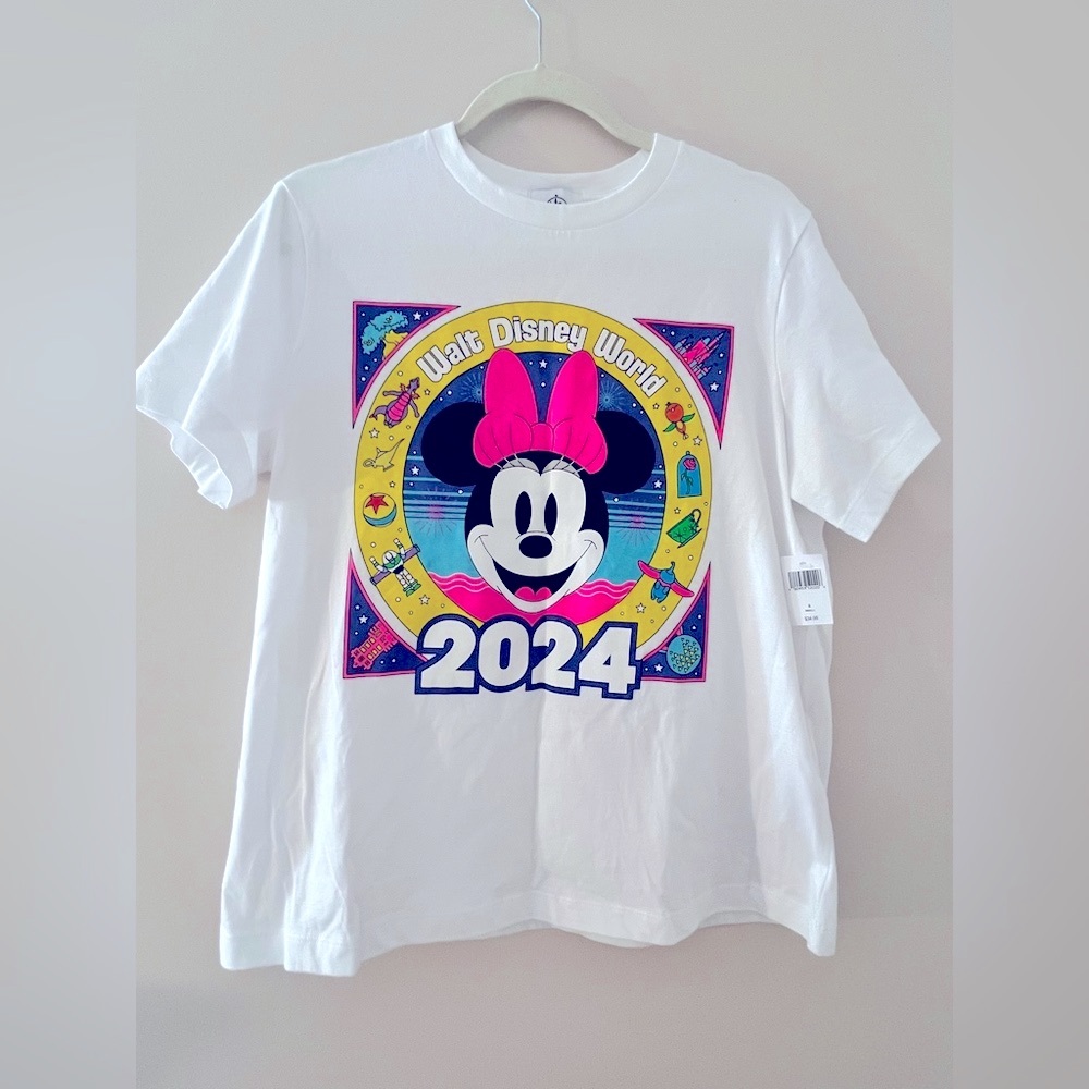 Disney White and Pink Minnie Mouse 2024 T-Shirt, sizes XS and S